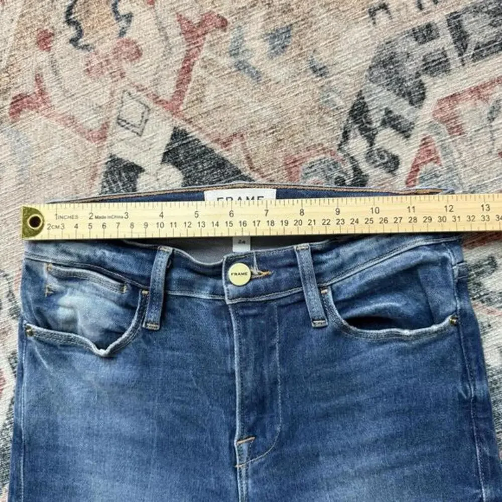 FRAME Le High Straight Blue Cotton Blend Denim‎ Jeans Womens 24